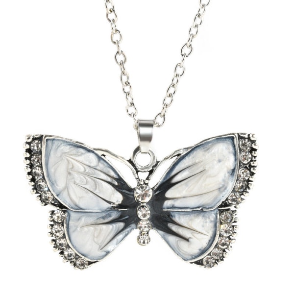 Halssmycke - Vit fjäril - Variant 1 med 50cm halsband White Vit 50cm