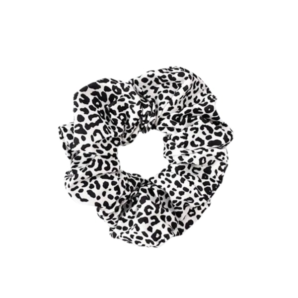 Hiuslenkki - Scrunchie - Satiini - 12 cm - Leopardikuvio - Musta/valkoinen Multicolor