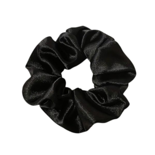 Hårbånd - Scrunchie - Satin - 9 cm - Flere farvevalg Black