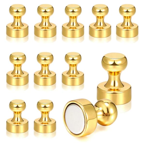 Pushpin magnet [Rund] - Guld - Køleskabsmagnet - Neodym - 4 stk Gold