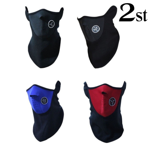 Dobbeltpakke - Cykelmaske - Skimaske - Ansigtsmaske - Motorcykelmaske Black one size