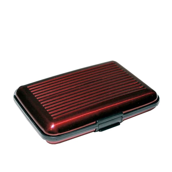 Kortholderkoffert - RØD rillet - Lommebok Red