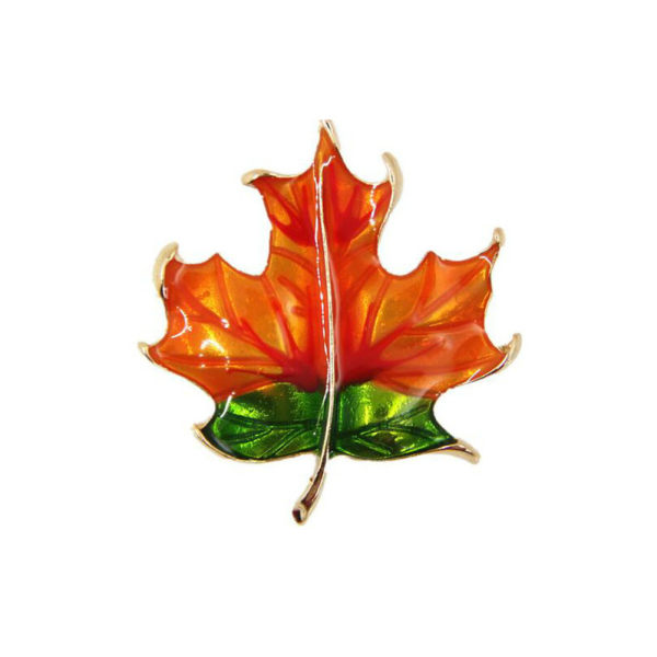 Broche - Orange-grøn - Ahornblade - Efterårsblade Multicolor