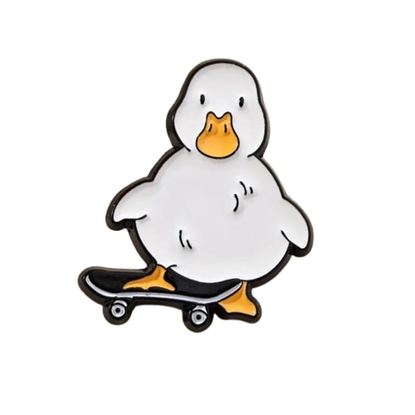Broche - Nål - Skate Duck - And med skateboard White