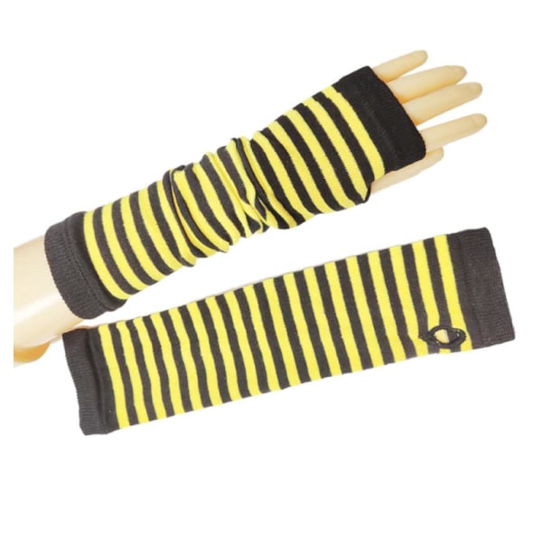 Armvarmere stripete, fingerløse og lange - Svart / gul [30cm] MultiColor 30cm Svart/gul
