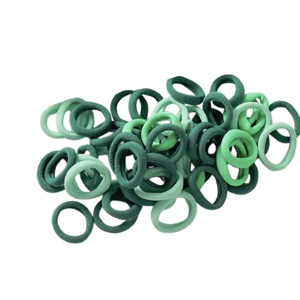 Elastiska hårsnoddar - Hårband - 100st - 20mm - Grön mix Grön