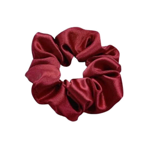 Hårstrikk - Scrunchie - Satin - 9cm - Vinrød Wine red