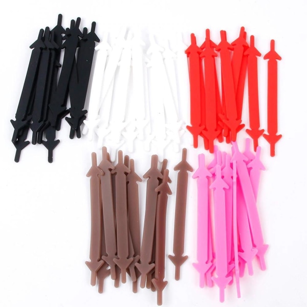 Lazy knytefrie skolisser - Silikon elastisk gummi - 6 par hull - Brun Brown one size
