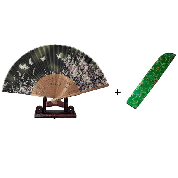 Ventilator - Sommerfugle med blomster [M6] med etui - Grøn [Brun] Green