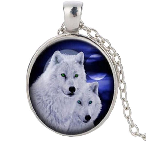 Lasikaulakoru aiheella [K08] - Kaksi valkoista sutta [Hopea] Silver Silver