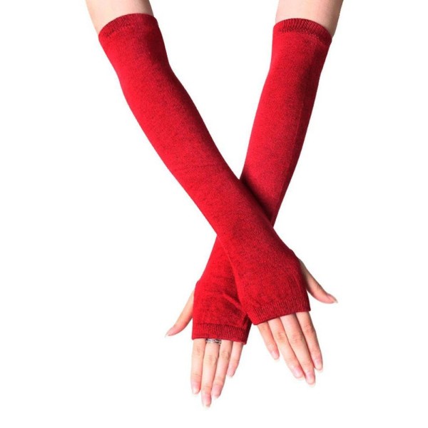 Käsivarrenlämmittimet yksiväriset, sormettomat ja pitkät - punainen [35cm] Red one size