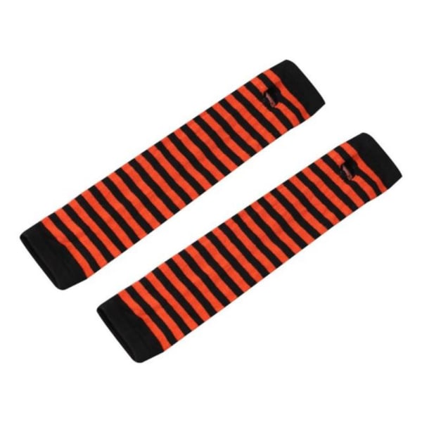 Käsivarrenlämmittimet raidalliset, sormettomat ja pitkät - musta / oranssi [32cm] MultiColor 32cm Svart/orange