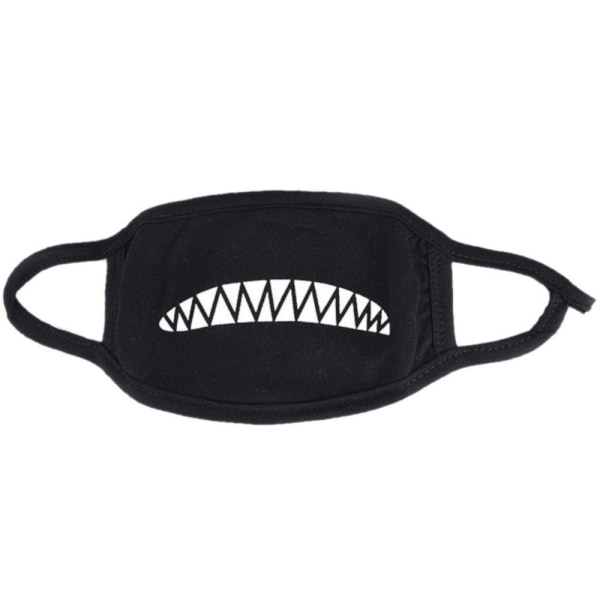 Ansiktsmask - Svart - Hajtänder - Maskerad Black one size