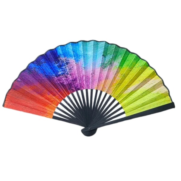 Solfjäder - Medium 23cm - Skimrande regnbåge multifärg