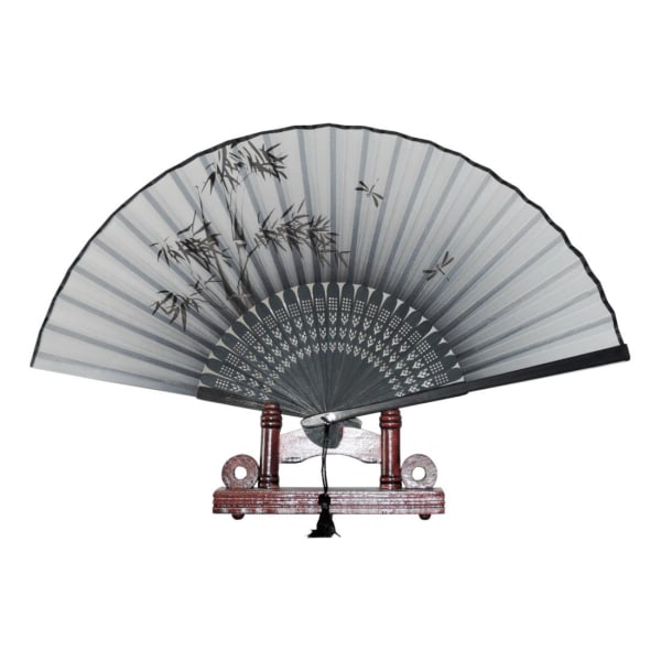 Fans - Oriental Winds [M10] - Bambus med guldsmede Grey