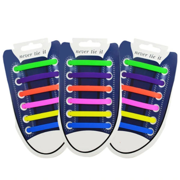 Lazy No-Tie skolisser - silikon elastisk gummi - 6 par hull - grå Grey one size