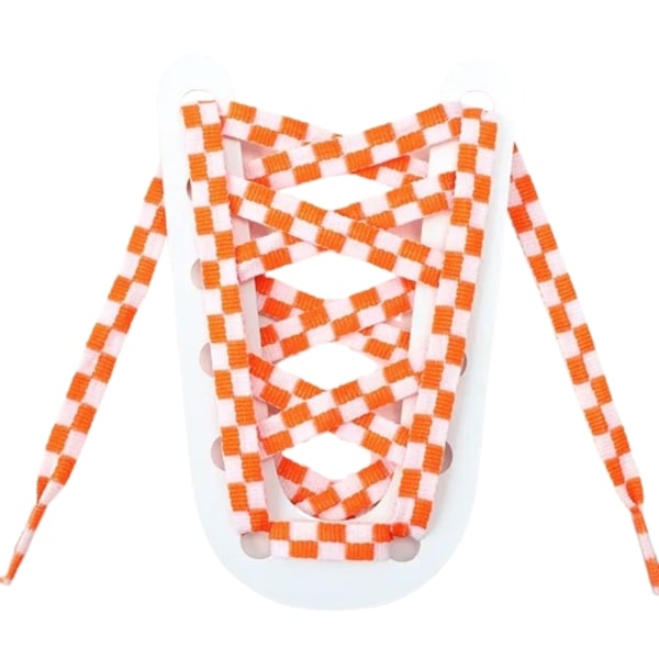 Skolisser - Sjakkbrettmønster - Flate [120 cm] - Oransje/Hvite - Sneakers Orange one size