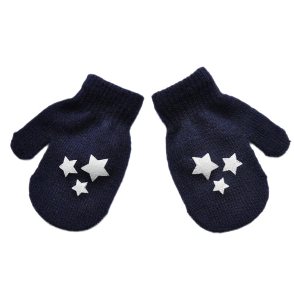 Tommelfingerhandske med stjerner til baby/toddler - Mørkeblå Dark blue one size