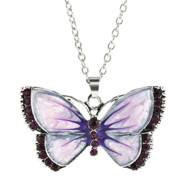 Halskæde - Lilla sommerfugl - Variant 1 med 50cm halskæde Purple Lila 50cm