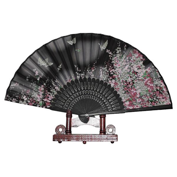Vifte - Sommerfugle med blomster [M6] - Sort Black