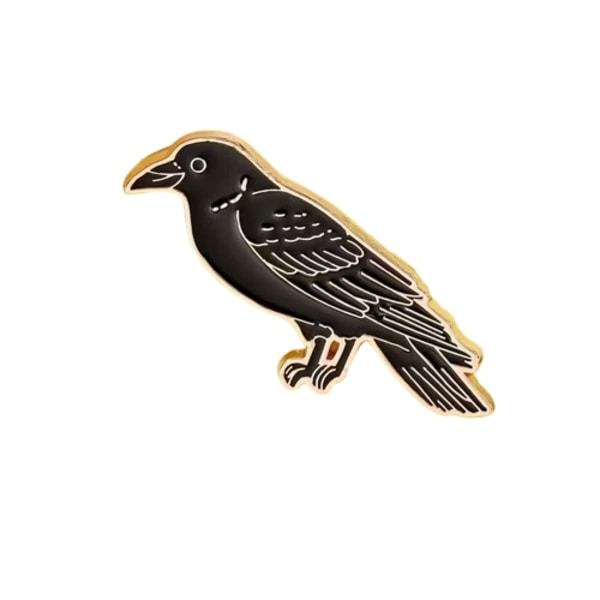 Broche - Nål - Krage - Ravn - Sort Black