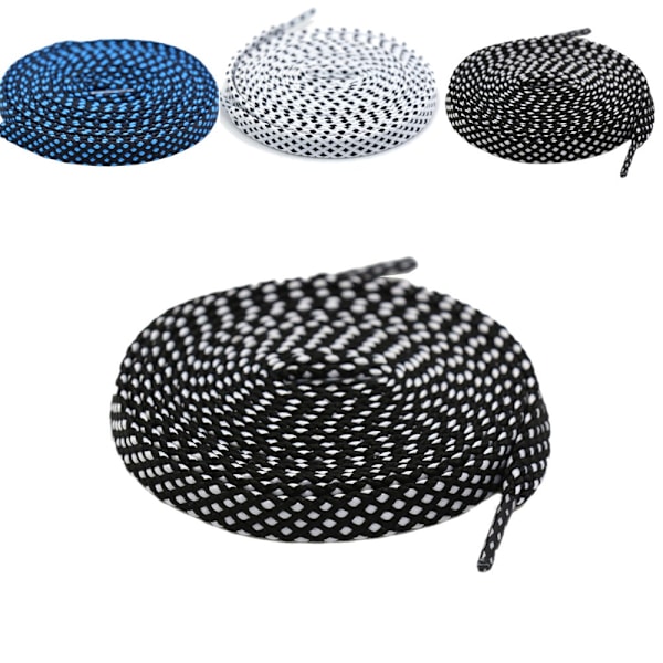 Snørebånd - Ternet mønster - Flettet - Ternet - Flade [100 cm] - Flere farvevalg Black one size