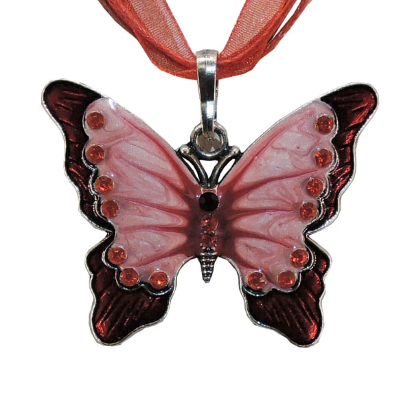 Halskæde - Sommerfugl - Variant 3 med 42 cm halskæde - Flere farvevalg Red
