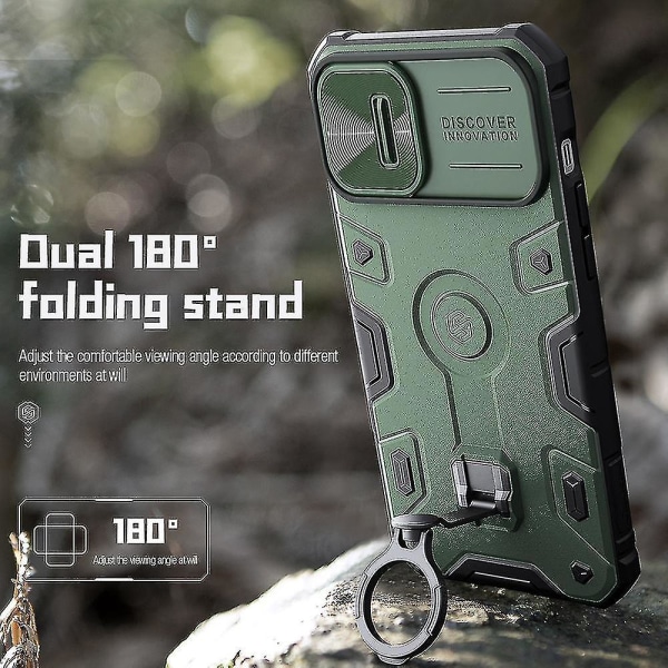 Nillkin Cam Armor Pro Ph-fodral med baksida och stativ med glidande kameraskydd -