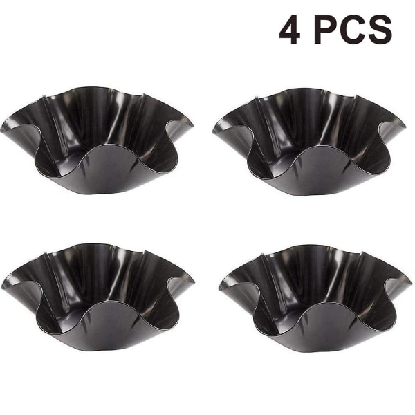 Auperto 4 stk bølgete bakeformer, uvanlige bakeformer, kakeform med non-stick belegg, 6 tommers karbonstål blomsterformet bakebrett
