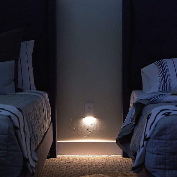 Guide light dobbel stikkontakt veggplate LED firkantet bevegelsessensor