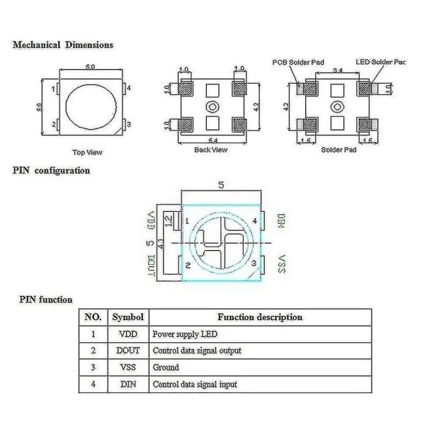 200 stk. Ws2812b 5050 Rgb Led Chips Individuelt Adresserbare Pixel Chips