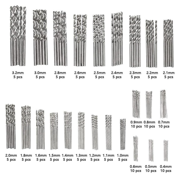 150 Pices Twist Bits Set HSS Titanium Micro Bits Micro Bits Set Outils 0.4mm-3.2mm Pour Bois, Mtal, Plastique, Bijoux