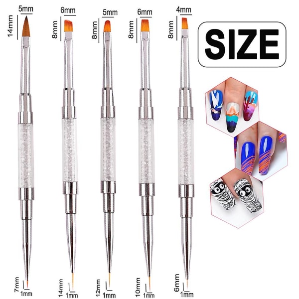 Set med 5 nagelborstar, akryl, 23,5 cm, lila