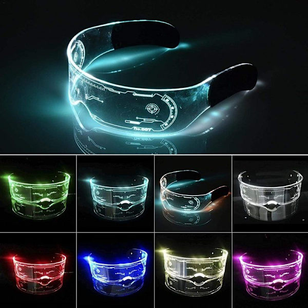 Halloween LED lys opp briller - Neon briller - Cyberpunk LED Visor briller -