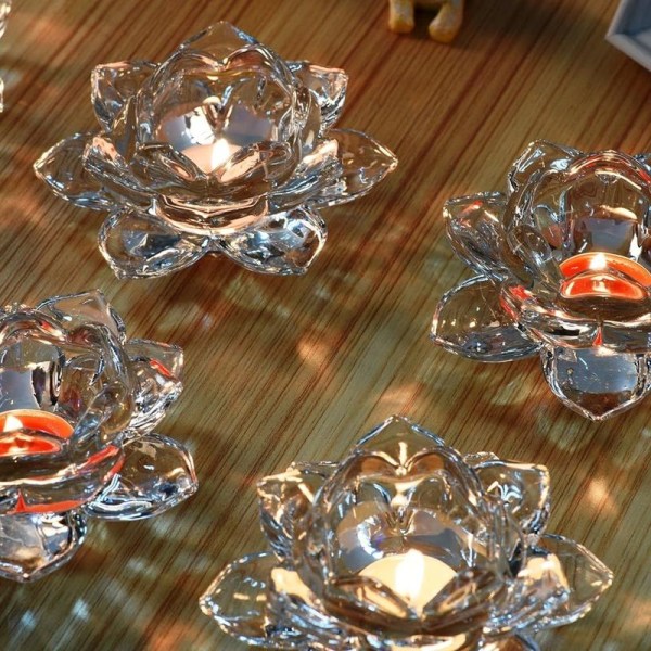 Funklende Krystal Lotus 20cm Dekoration Hjem Indretning Håndværk Feng