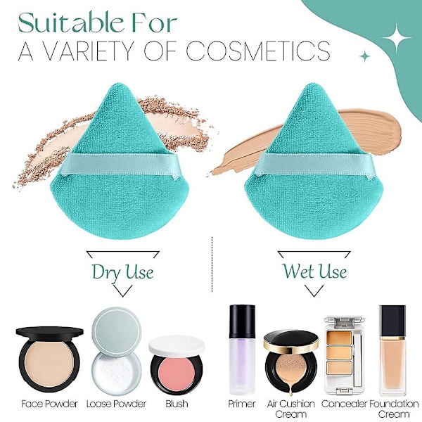 10 st Triangelformade puderpuffar för foundation, puderpuffar för löst puder, makeup puff