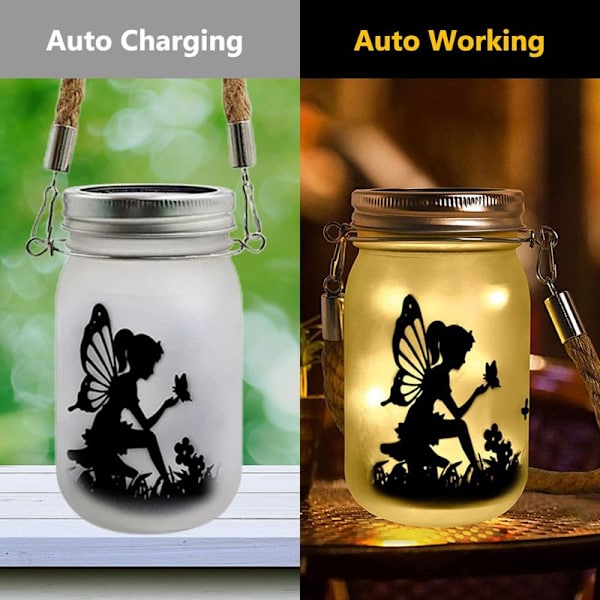 Pakke med Fairy Solar Lanterns Vanntett Hengende Frosted Glass