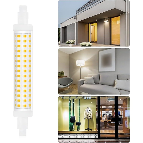 10w R7s Lineær Ultra-tynn Led Pære 118mm Naturlig Hvit 4000k, 1300lm, 360 Grader (2 Stykker)