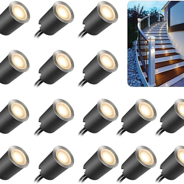 16 ulkoisen LED-upotusvalonauhan sarja, IP67-vedenkestävä, ? 32 mm, ulkoiset upotusvalot