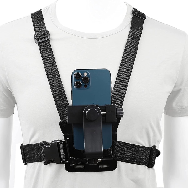 Mobile Phone Chest Mount Harness Strap Holder, Cell Phone Clip Action Camera Pov Compatible With Samsung Iphone Gopro