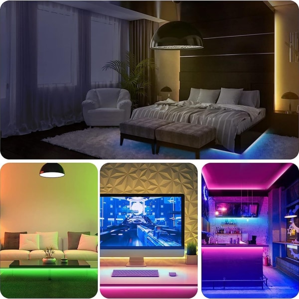 20M LED-stripe, 5050 RGB LED-stripe 360 flerfargede dimbare LED-er, LED-belysning