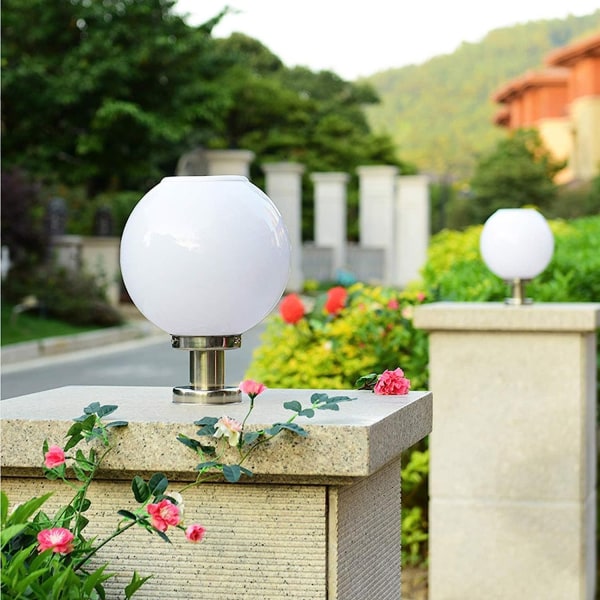 LED aurinkoportin pilarilamppu ulkokäyttöön, langaton pyöreä puutarhapylväsvalo, kansi- ja