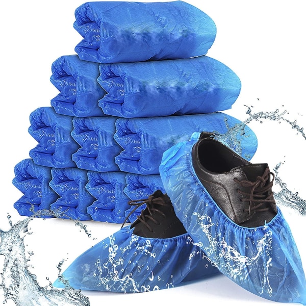 Kertakäyttöiset liukumattomat kengänsuojat sisäkäyttöön - 100 pakkaus (50 paria) vedenpitävät Premium-CPE-tossut kenkäsuojat