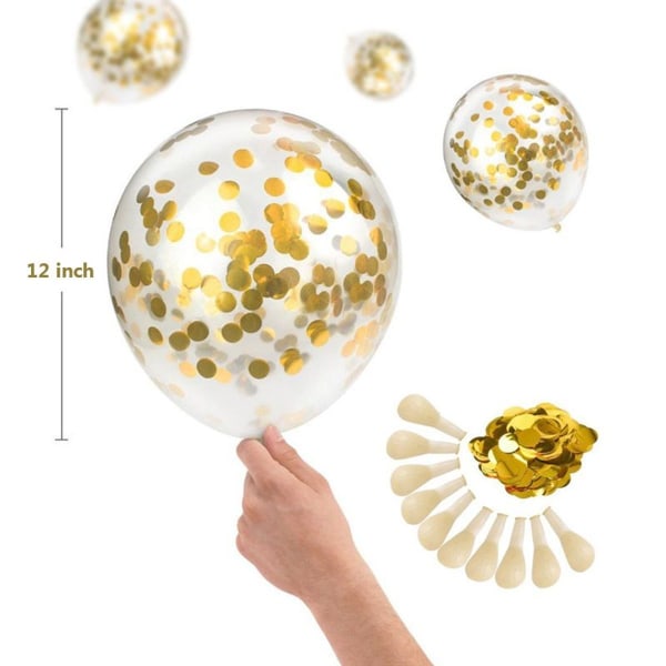 Gennemsigtig pailletballonfestscenelayout 100 stk./pak (guld)