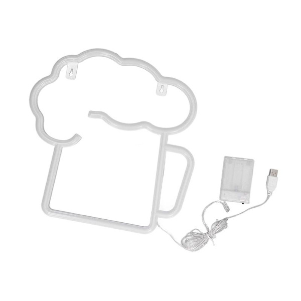 Neonölsskyltar Gul Vit Batteridriven USB-driven IP45