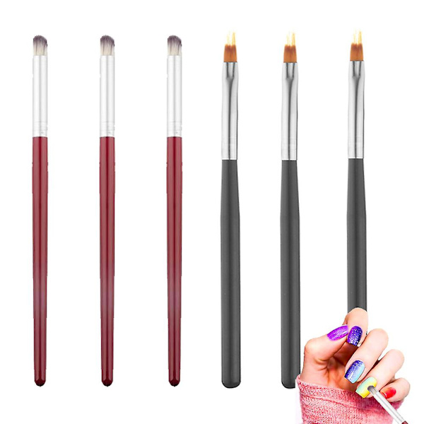 Set med 6 nagelborstar, trä, 16,5 cm, flerfärgad