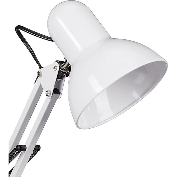 Retro lampe, fleksibel led arm, skrivebordslæselampe, metal, E27, HlP: 50x27x15 cm, hvid, plast, hvid, 1 [Energiklasse A++]