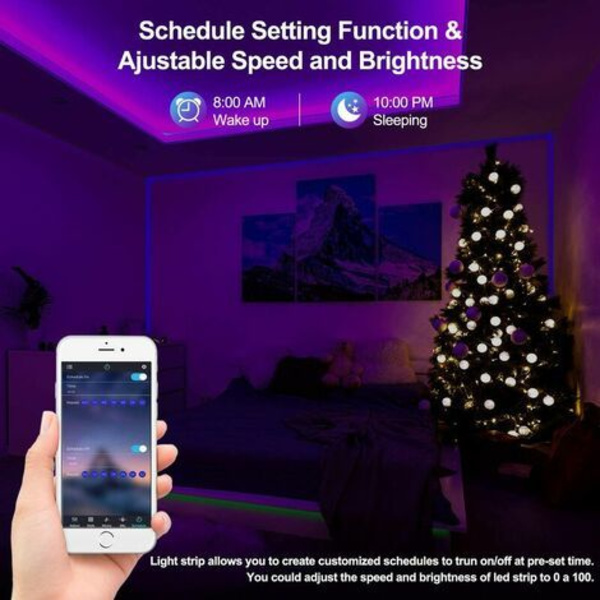 Smart Bluetooth LED-lysstrimmel 5m Ws2812b - Med fjernbetjening + app, synkroniser med musikrytme/funktion