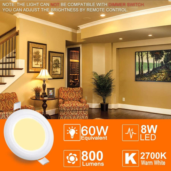 10W RGB dimbar varmhvit LED-downlight (sett med 4)