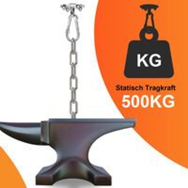 Takkrok, svingbar krok i rustfritt stål, tåler opptil 500 kg U-krok for hengekøye etc